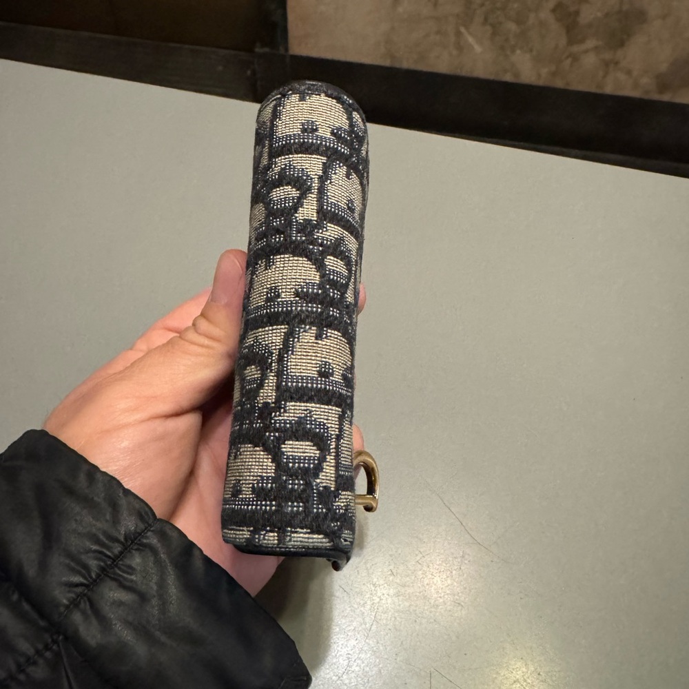 Christian Dior Paris oblique saddle zipped compact card holder navy blue wallet - Picture 3 of 12